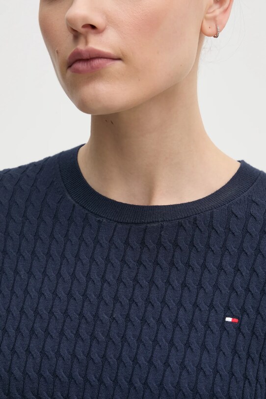 Βαμβακερό πουλόβερ Tommy Hilfiger WW0WW44993 σκούρο μπλε