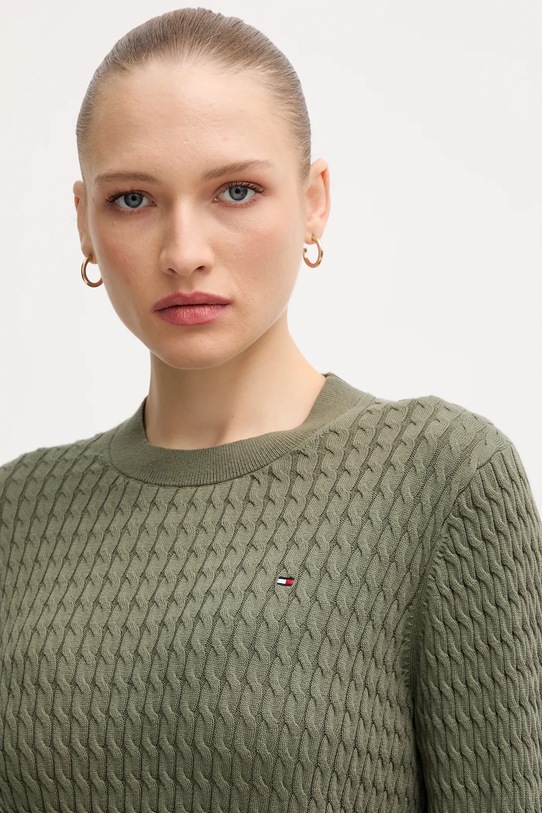 Bavlněný svetr Tommy Hilfiger zelená WW0WW44993