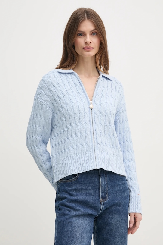 Πλεκτή ζακέτα Tommy Hilfiger βαμβάκι μπλε WW0WW44501