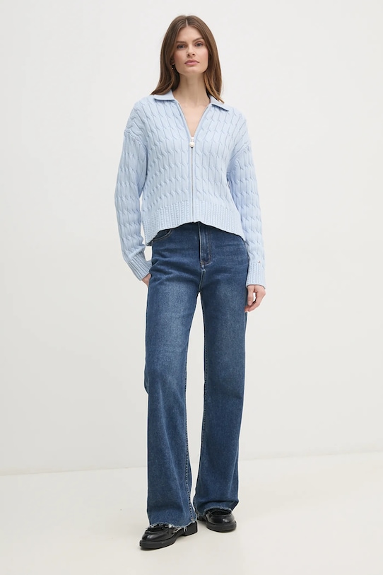 Πλεκτή ζακέτα Tommy Hilfiger WW0WW44501 μπλε SS25