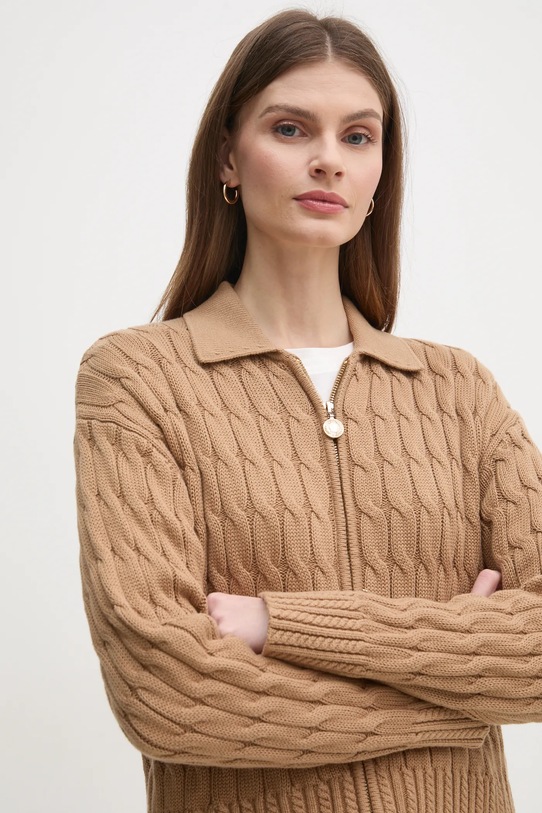 Kardigan Tommy Hilfiger hnědá WW0WW44501