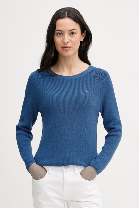 Tommy Hilfiger pulover pentru femei, din bumbac albastru WW0WW44975