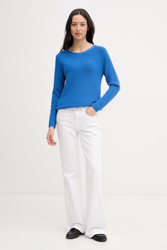 Tommy Hilfiger πουλόβερ γυναικείο βαμβακερό WW0WW44975 μπλε SS26