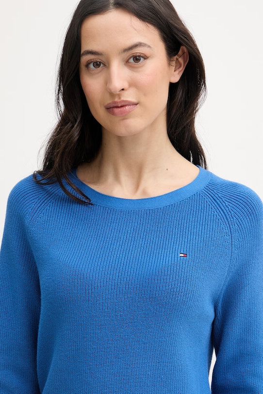 Tommy Hilfiger pulover ženski bombažen modra WW0WW44975