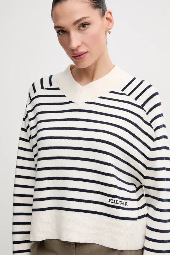 Хлопковый свитер Tommy Hilfiger бежевый WW0WW45401