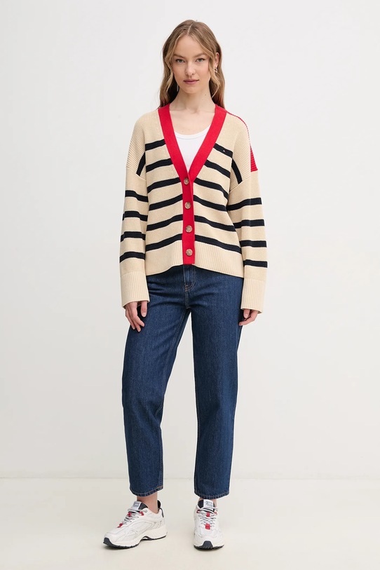 Tommy Hilfiger kardigan bawełniany WW0WW45552 beżowy SS25