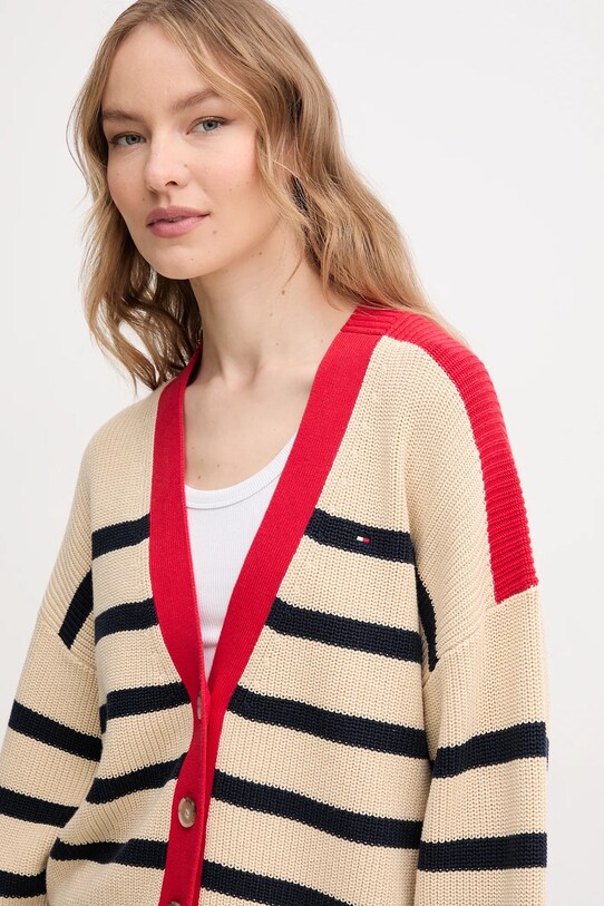 Хлопковый кардиган Tommy Hilfiger бежевый WW0WW45552