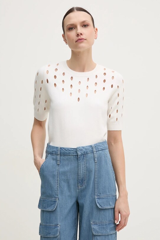 Dkny maglione a maglia fine beige P4ASAN18