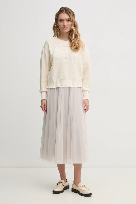 Βαμβακερό πουλόβερ Dkny DJ5R0539 μπεζ SS25