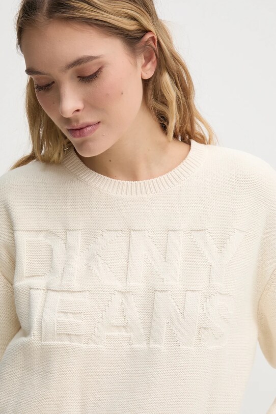 Βαμβακερό πουλόβερ Dkny μπεζ DJ5R0539