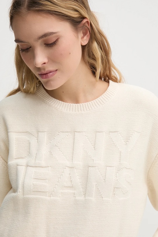Dkny pulover de bumbac bej DJ5R0539