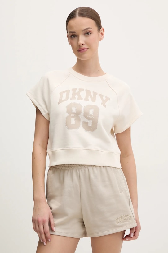 Хлопковая футболка Dkny хлопок бежевый DP5T1231