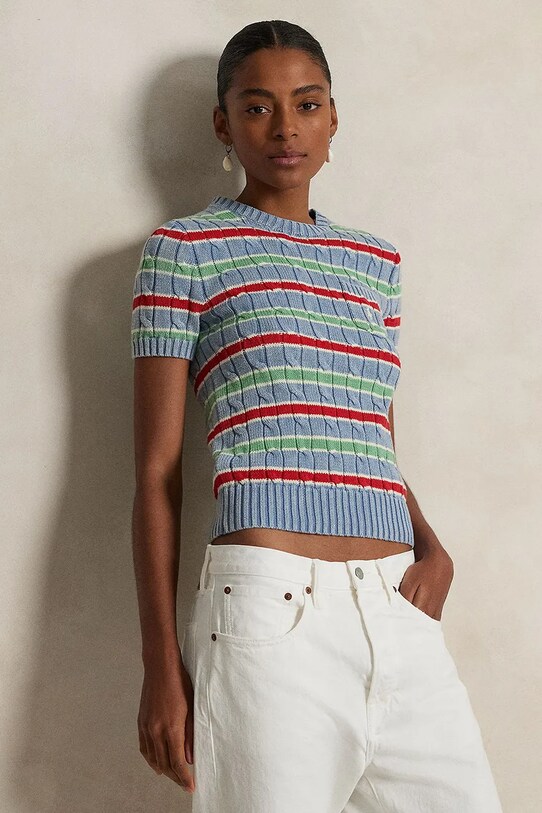 Polo Ralph Lauren pulover de bumbac grosime medie albastru 211965755