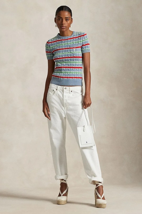 Odzież Polo Ralph Lauren sweter bawełniany 211965755 niebieski