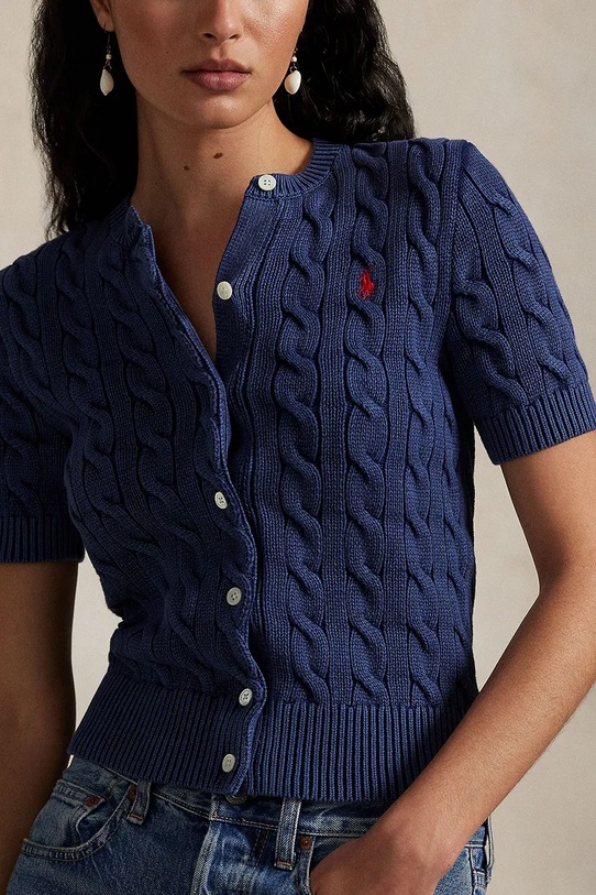 Bavlnený kardigán Polo Ralph Lauren modrá 211965756