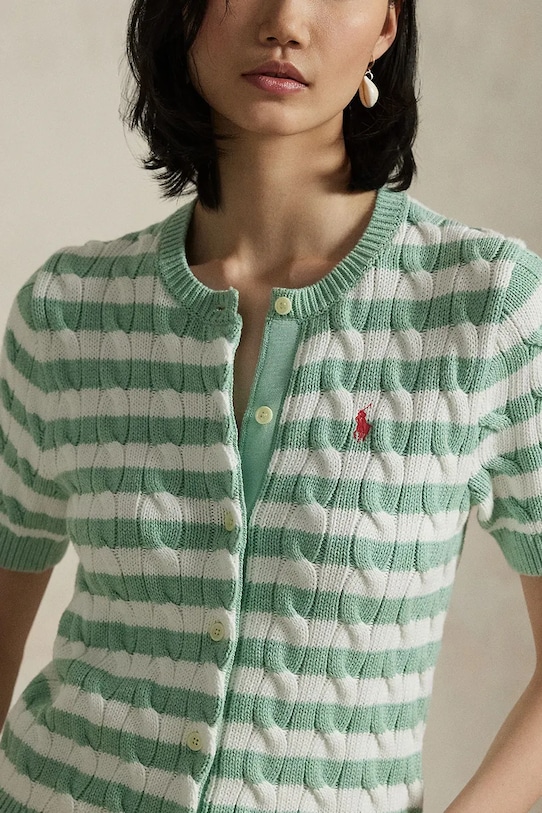 Хлопковый кардиган Polo Ralph Lauren зелёный 211965757