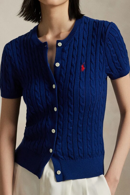 Bavlnený kardigán Polo Ralph Lauren modrá 211965760