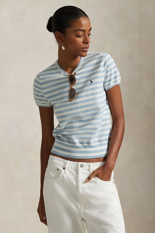 Polo Ralph Lauren pulover de bumbac subtiri albastru 211965763