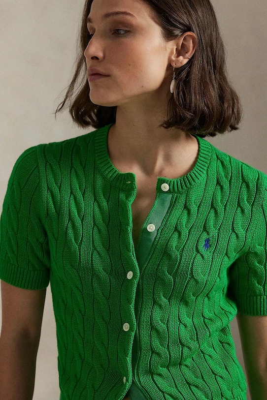 Polo Ralph Lauren kardigan damski bawełniany zielony 211966720