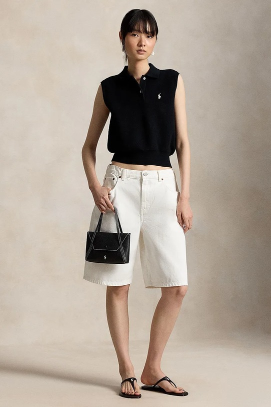 Odzież Polo Ralph Lauren kamizelka damska z bawełną 211970666 czarny