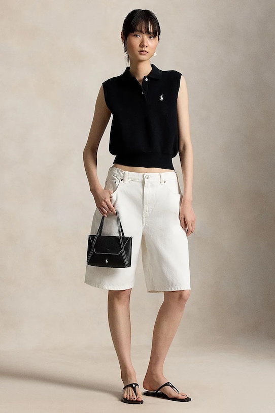 Odzież Polo Ralph Lauren kamizelka damska z bawełną 211970666 czarny