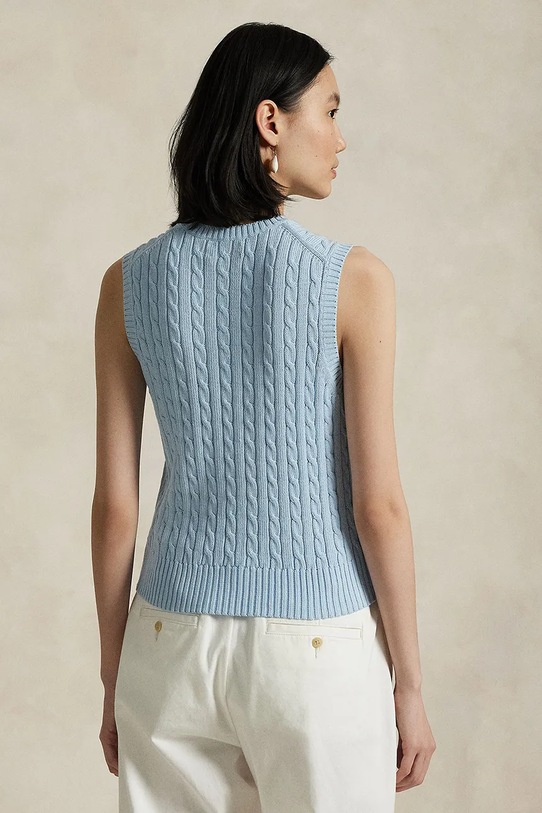 Bavlnená vesta bez rukávov Polo Ralph Lauren 211971882 modrá AW25