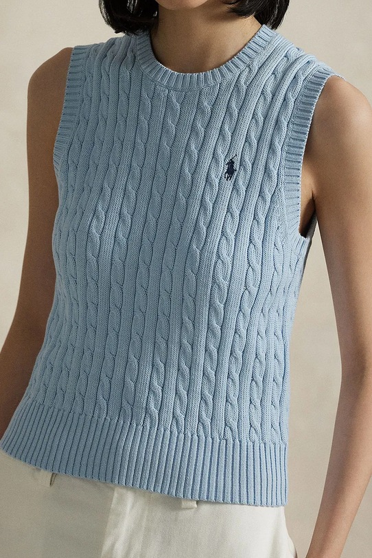 Bavlnená vesta bez rukávov Polo Ralph Lauren modrá 211971882