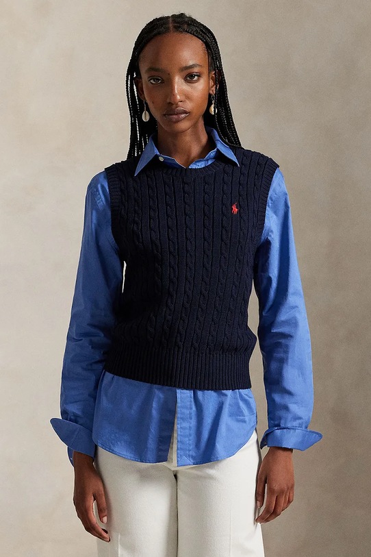 Polo Ralph Lauren bezrękawnik bawełniany bawełna granatowy 211971882