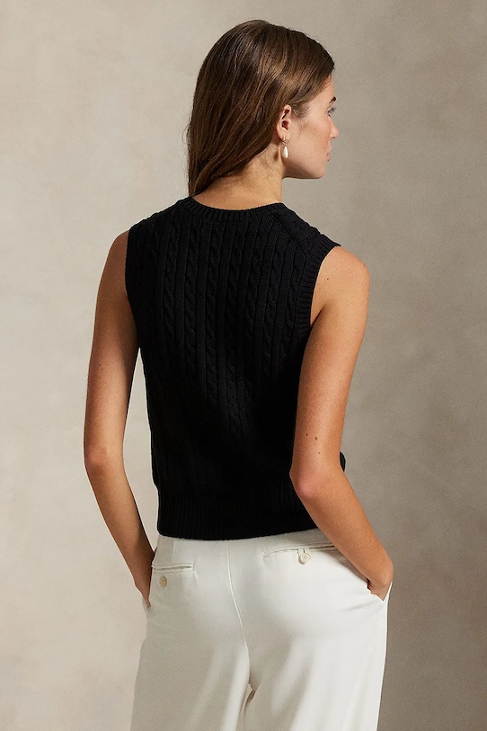 Polo Ralph Lauren bezrękawnik bawełniany 211971882 czarny AW25