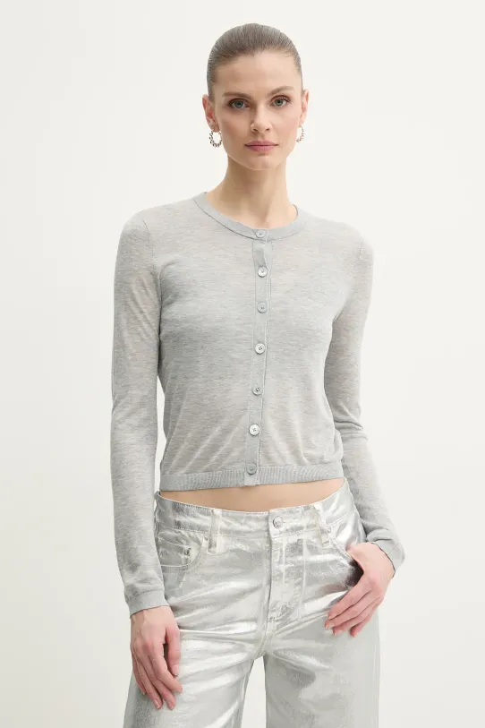 MICHAEL Michael Kors cardigan con aggiunta di seta a maglia fine grigio MS5615MGW2