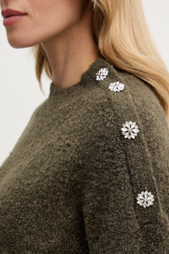 Morgan sweter z domieszką wełny MBULLE zielony MBULLE