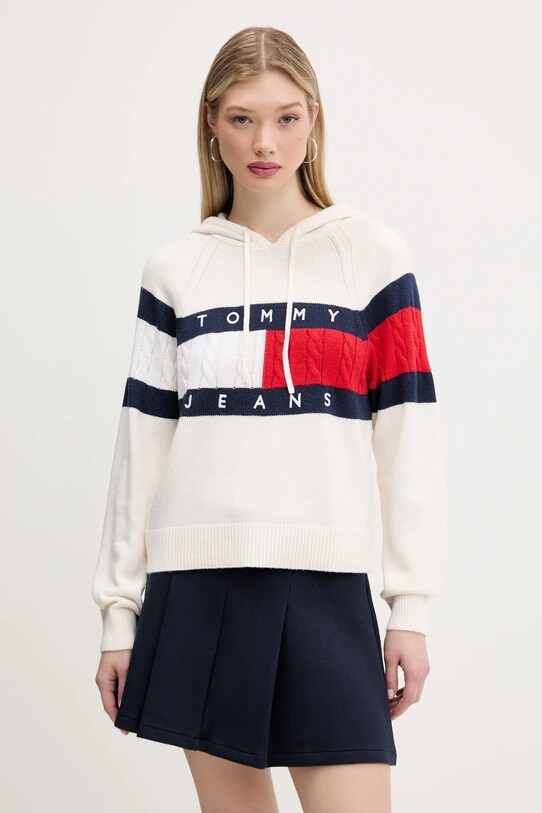 Tommy Jeans pulover grosime medie bej DW0DW20250