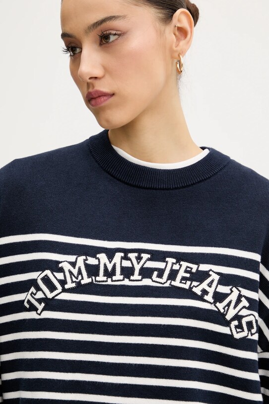 Tommy Jeans pamut pulóver sötétkék DW0DW20251
