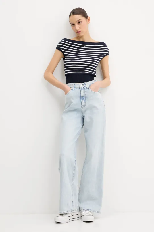 Tommy Jeans sweter bawełniany DW0DW20252 granatowy SS25