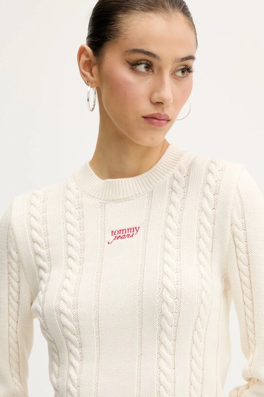 Bavlnený sveter Tommy Jeans béžová DW0DW20256