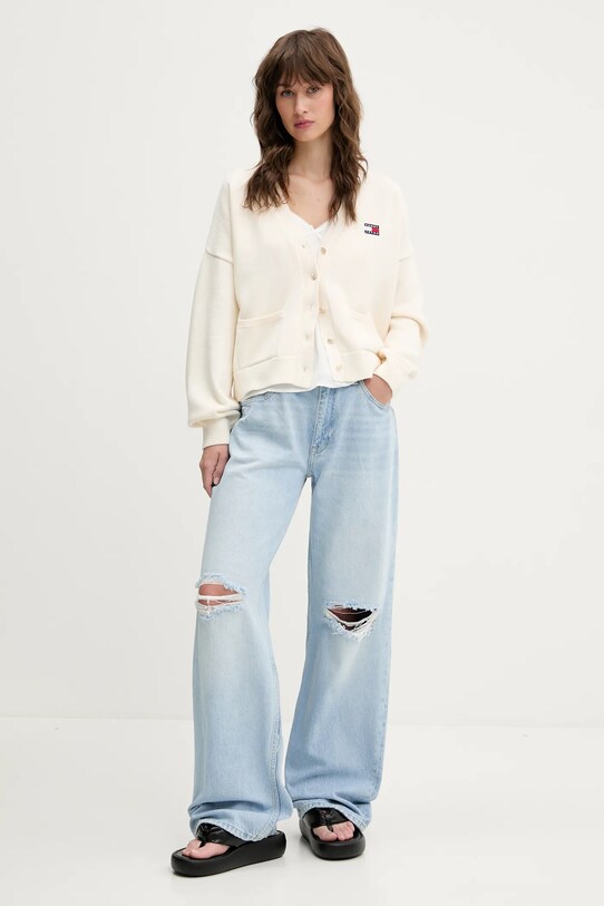 Tommy Jeans cardigan din bumbac DW0DW20257 bej SS25