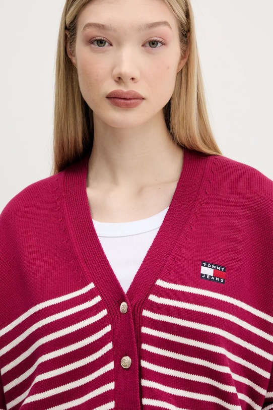 Tommy Jeans pamut kardigán rózsaszín DW0DW20257