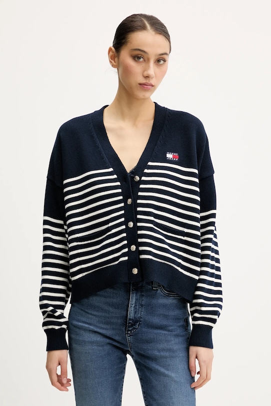 Tommy Jeans kardigan bawełniany bawełna granatowy DW0DW20257