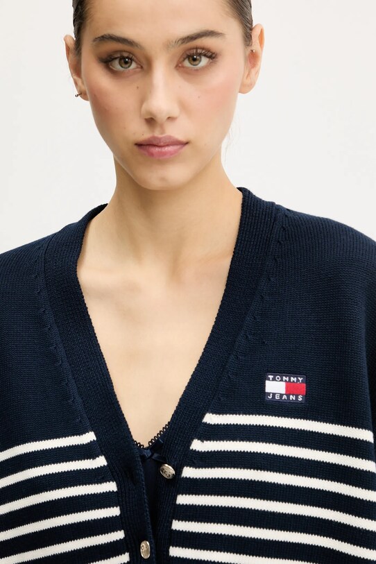 Бавовняний кардиган Tommy Jeans темно-синій DW0DW20257