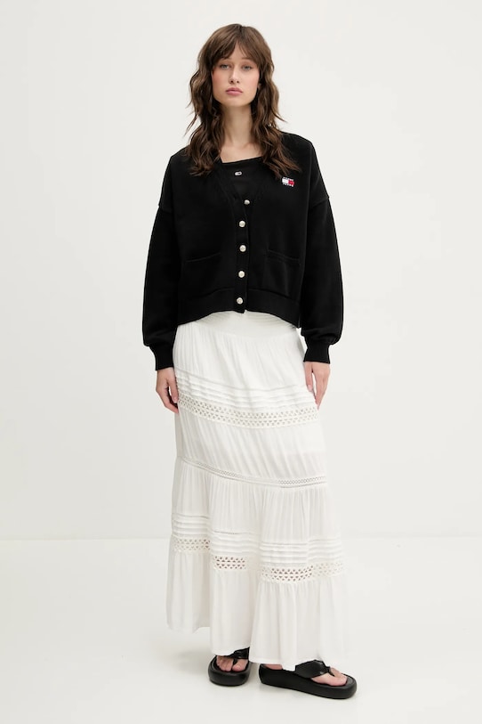 Tommy Jeans cardigan din bumbac DW0DW20257 negru SS25