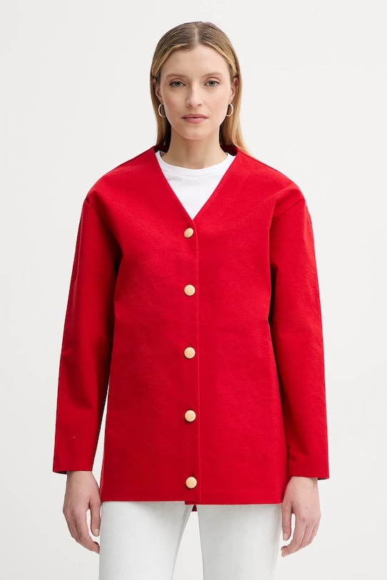 Bally cardigan din amestec de lână uni rosu WKN0B2