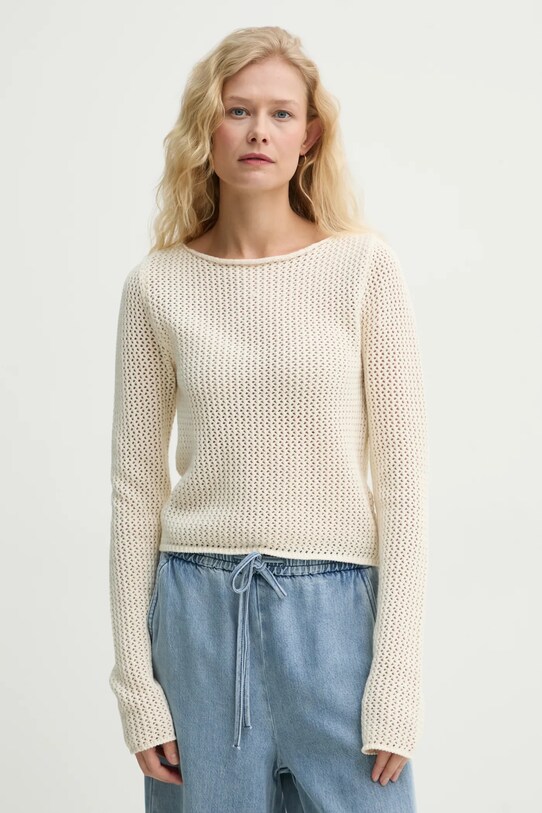 Bavlněný svetr Won Hundred kulatý béžová 3481.11085