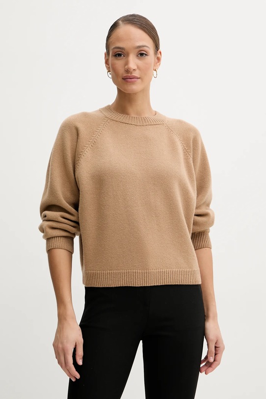 Vuneni pulover La Mania bez uzorka bež CURTSY