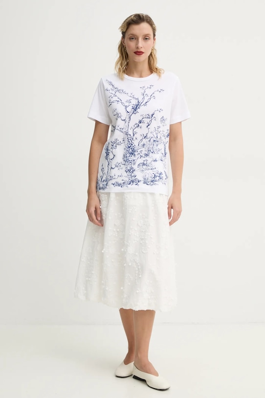 MUNTHE tricou din bumbac FEDELIO 251110025160 alb SS25