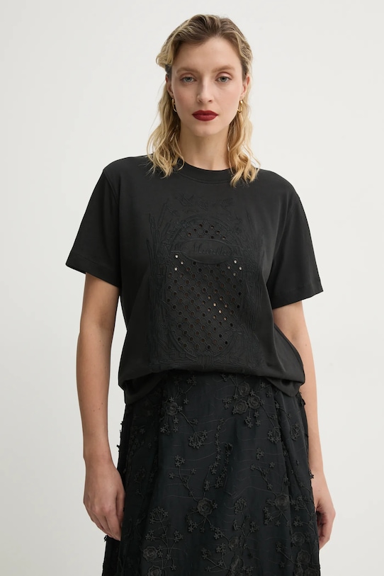 Хлопковая футболка MUNTHE FENELLA relaxed чёрный 251111325161