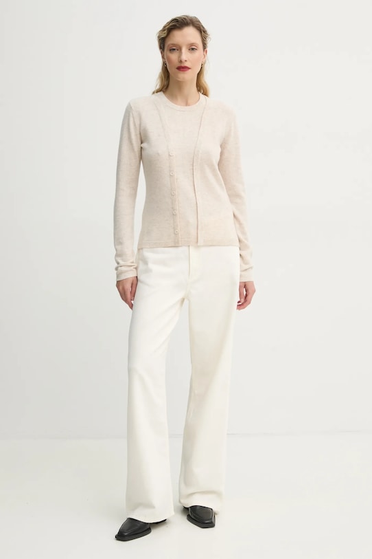 MUNTHE sweter wełniany FELYX 251160125174 beżowy SS25