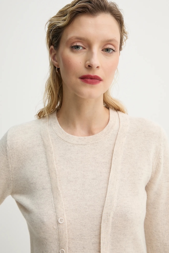 MUNTHE sweter wełniany FELYX beżowy 251160125174