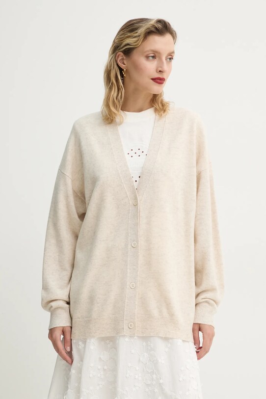 MUNTHE cardigan din lana FAFALI melanj bej 251160425174