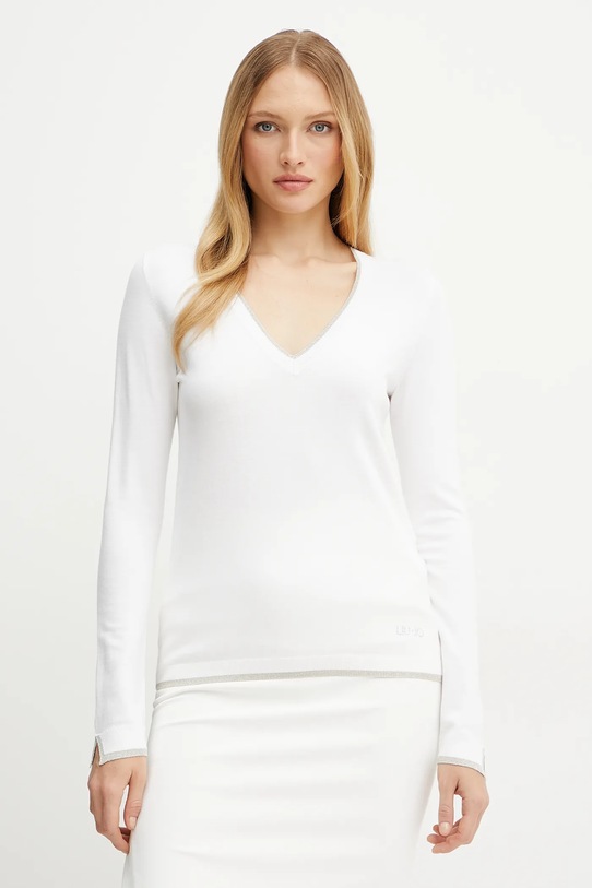 Pulover Liu Jo bez uzorka bijela WXX053.MS49I