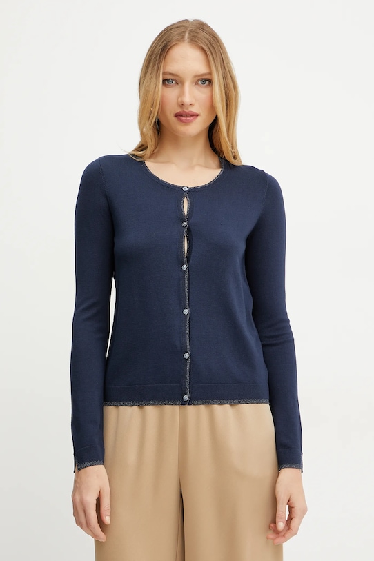 Kardigan Liu Jo jemný vzor námořnická modř WXX056.MS49I
